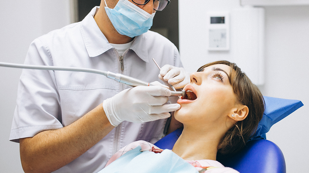 Person in dentist's office